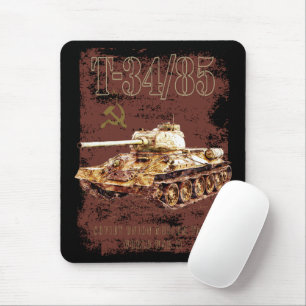 T-34-85第二次世界大戦と国旗のソ連ミディアムタンク マウスパッド