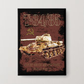 T-34-85第二次世界大戦と国旗のソ連ミディアムタンク 缶バッジ (正面)