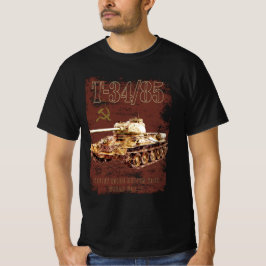 T-34-85第二次世界大戦と国旗のソ連ミディアムタンク Tシャツ