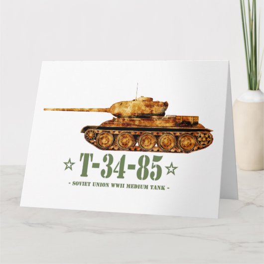 T-34-85第二次世界大戦ソ連中戦車WWII サンキューカード (正面)