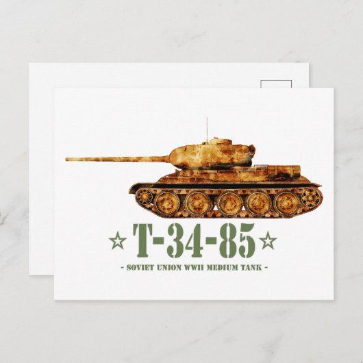 T-34-85第二次世界大戦ソ連中戦車WWII ポストカード (正面/裏面)