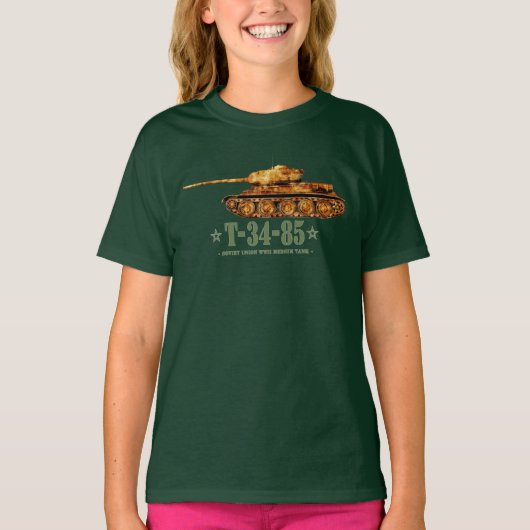 T-34-85 第二次世界大戦 ソ連 中戦車 第二次世界大戦 Tシャツ (正面)