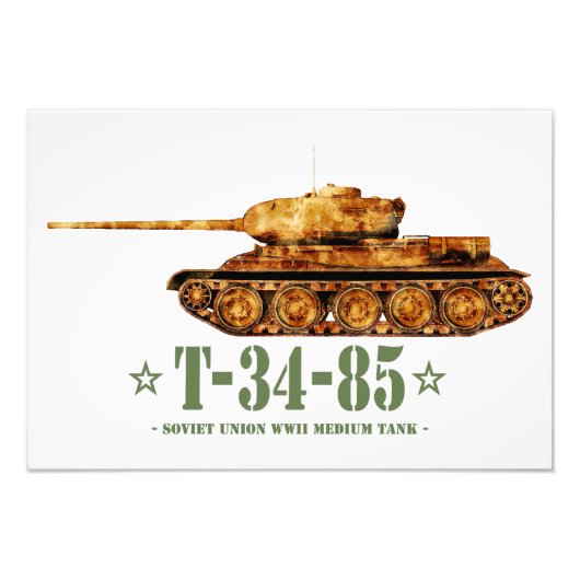 T-34-85 第二次世界大戦 ソ連 中戦車 WWII フォトプリント (正面)