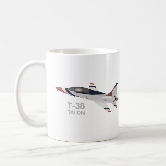 T-38タロンジェットトレーナー飛行機 コーヒーマグカップ (左)