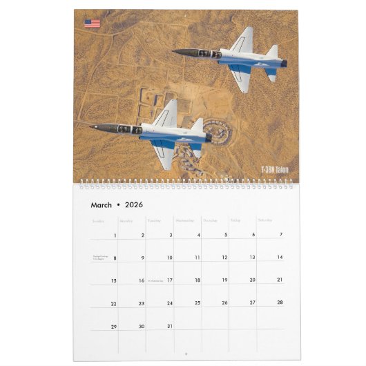 T-38タロン カレンダー (3月 2026)