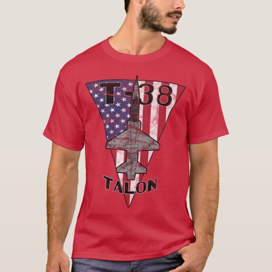 T-38 Talon Jet Trainer Airplane Red White & Blue V Tシャツ (正面)