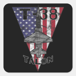 T-38 Talon Military Jet Trainer Airplane Patriotic スクエアシール