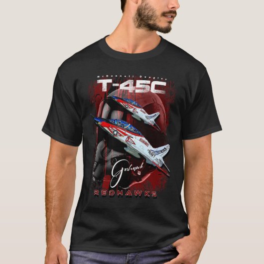 T-45CゴショックレッドホークスUSAFネイビーファイティングジェット Tシャツ (正面)
