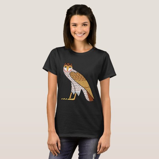 t Egyptian Owl Bird Hieroglyphic Tシャツ (正面フル)