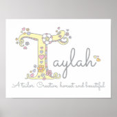 T for Taylah monogram letter art name meaning ポスター (正面)