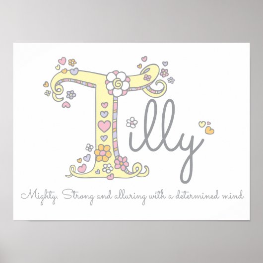 T for Tilly monogram letter art name meaning ポスター (正面)