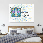 T is for Thank You Canvas Print – 青と金ゴールド キャンバスプリント (インサイチュ (寝室))