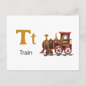 T is for Train - Alphabetフラッシュカード ポストカード (正面)
