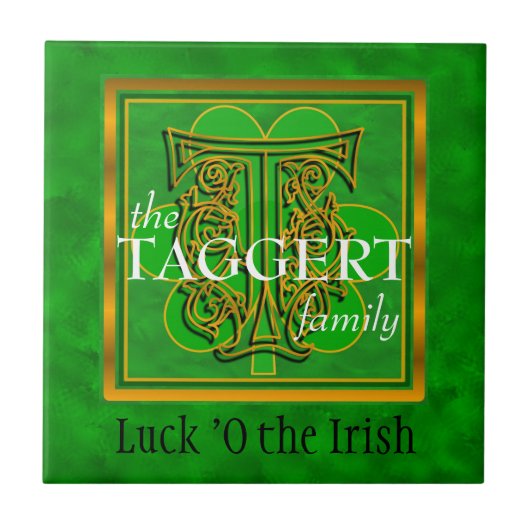 T "Luck of the Irish"家族のモノグラムカスタムタイル タイル (正面)