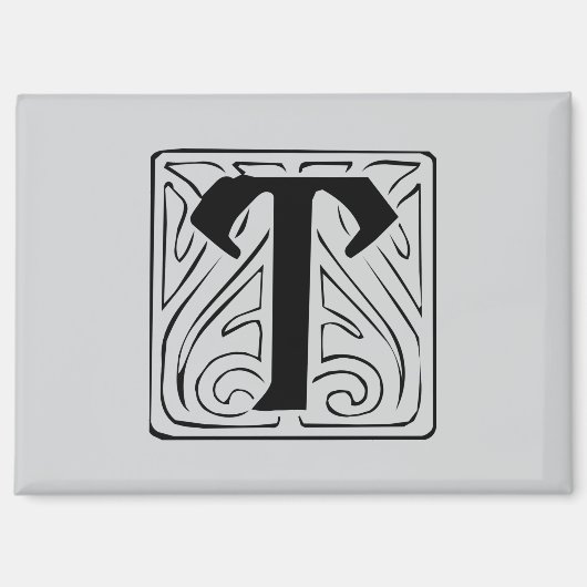 T Monogramm schwarz マグネット (正面)