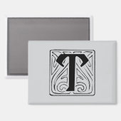 T Monogramm schwarz マグネット (正面/裏面)