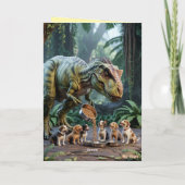 T-Rexが犬の散歩 グリーティングカード シーズンカード (裏面)