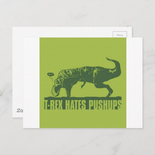 T-Rexが腕立て伏せを嫌い ポストカード (正面/裏面)