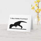 T-Rexが腕立て伏せを嫌がる 腕立て伏せ ユーモア 面白い カード (黄色い花)