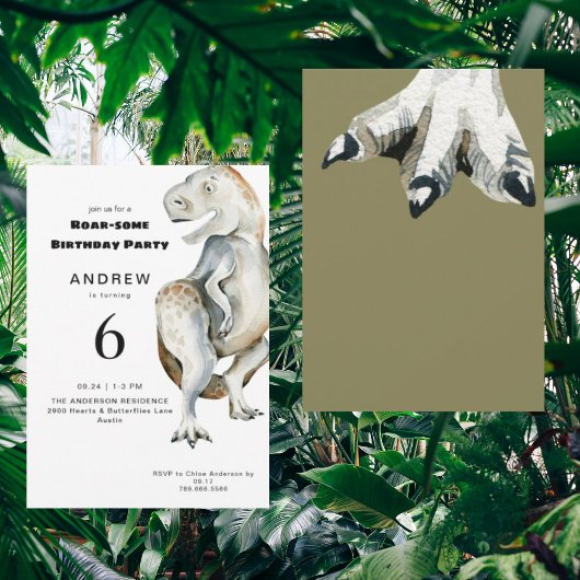 T-Rexのうなるような誕生日パーティーの招待状 招待状