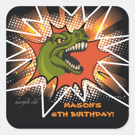 T-REXのステッカー スクエアシール (正面)