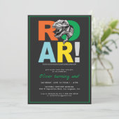 T-Rexの雄叫び | 恐竜 誕生日パーティー招待状 (スタンド正面)