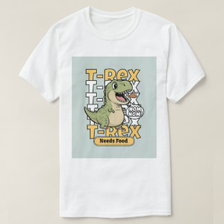 T-Rexは食べ物を欲しがる | 笑える恐竜デザイン Tシャツ