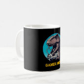 T-Rexゲーマーモード恐竜アート コーヒーマグカップ (正面左)