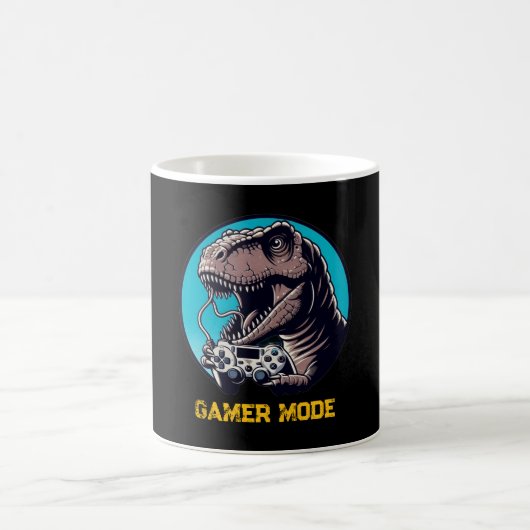 T-Rexゲーマーモード恐竜アート コーヒーマグカップ (中央)