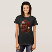 T-Rexサンタ恐竜クリスマス Tシャツ (正面フル)