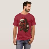 T-Rexサンタ恐竜クリスマス Tシャツ (正面フル)