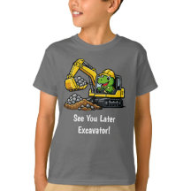 T-Rexショベルカー建設業ボーイズTシャツ