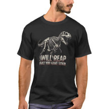 T-RexスケルトンダークファンタジーTシャツ