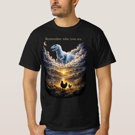T-Rexチキン進化論 | 誰だって本来の自分を思い出せ Tシャツ (正面)