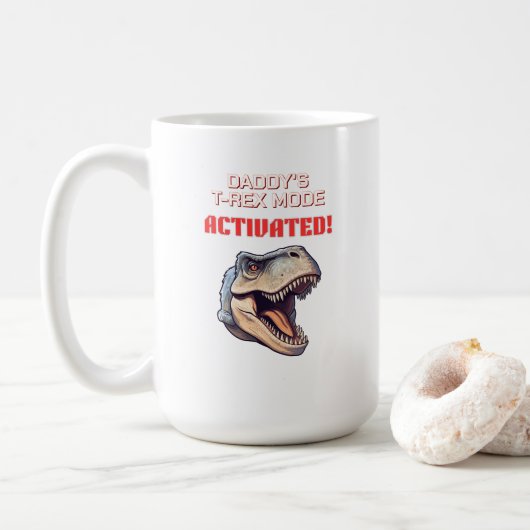 T-Rexパパモード発動恐竜のミーム コーヒーマグカップ (ドーナツ)