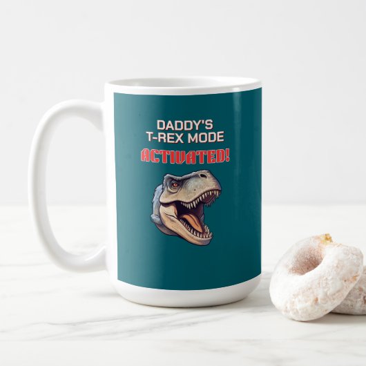T-Rexパパモード発動恐竜のミーム コーヒーマグカップ (ドーナツ)