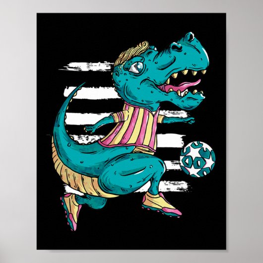 T-Rex恐竜サッカー - トレックスデザイン ポスター (正面)