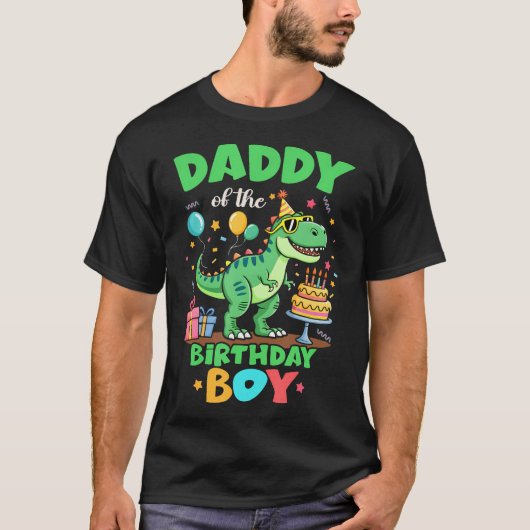 T-Rex恐竜一家の父 誕生日おめでとう Tシャツ (正面)