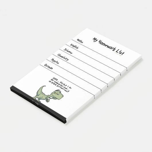 T-Rex 恐竜の学生の宿題やることリスト ポストイット (アングル)