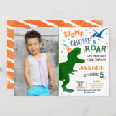 T-Rex 恐竜の誕生日招待状 招待状 (正面/裏面)