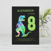 T-Rex 恐竜男子 8歳誕生日パーティー 招待状 (スタンド正面)
