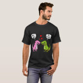 T-Rex 恐竜 ハグ 私 かわいい カップル Tシャツ (正面フル)