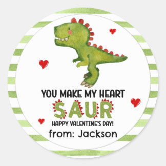 T-Rex 恐竜 ユー・メイク・マイ・ハート・ザウル バレンタイン ラウンドシール