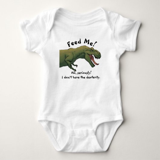 T-Rex 恐竜 男の子 女の子 赤ちゃん ワンピース ベビーボディスーツ (正面)