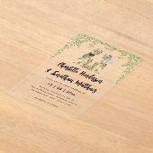 T-Rex Bride & Groom Dinosaur Theme Wedding  アクリル招待状 (レイダウン)