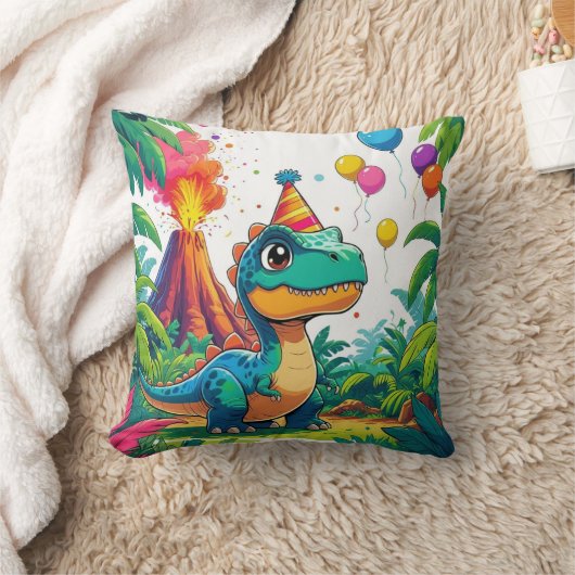 T-Rex Celebration Pillow for Kids クッション (ブランケット)