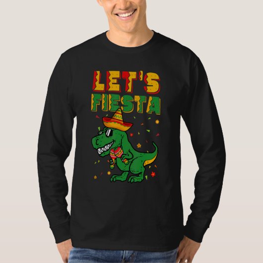 T Rex Dino Cinco De Mayo Let's Fiesta Mexico Boy K Tシャツ (正面)