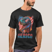 T Rex Dinosaur 4th of July American Flag USA Ameri Tシャツ (正面)