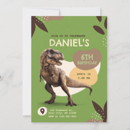 T-Rex Dinosaur Birthday Party 招待状