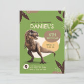 T-Rex Dinosaur Birthday Party 招待状 (スタンド正面)